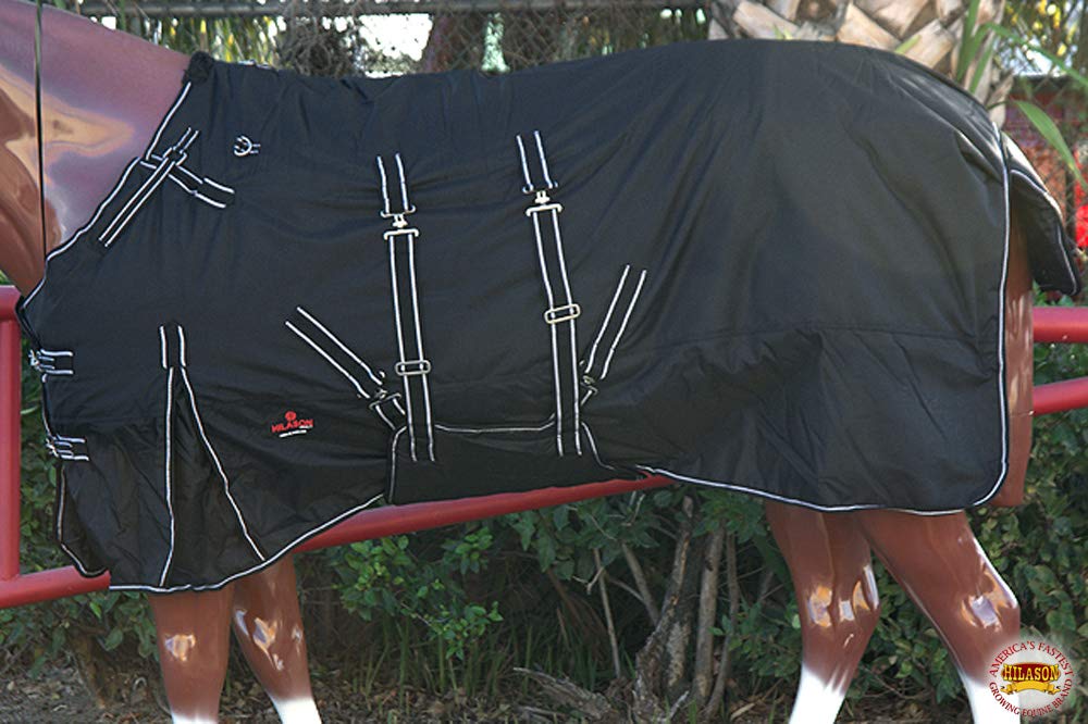 HILASON 600D Turnout Light Winter Waterproof Rain Blanket Horse Black | Blankets for Horses